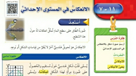 شرح درس الانعكاس في المستوى الإحداثي خامس ابتدائي ف2