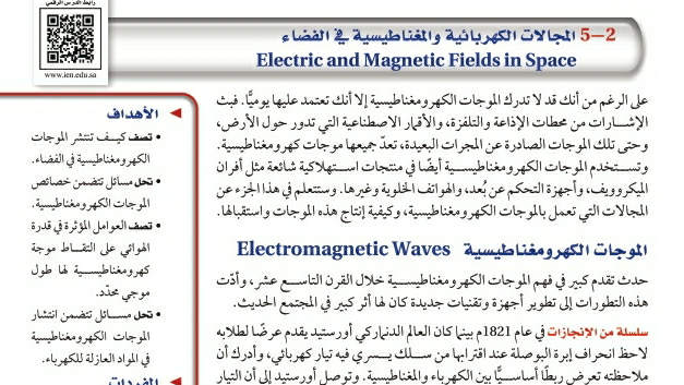 شرح درس المجالات الكهربائية والمغناطيسية في الفضاء ثالث ثانوي مسارات ف2