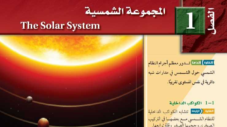 حل الفصل الاول المجموعة الشمسية علوم الأرض والفضاء ثالث ثانوي ف2 1445