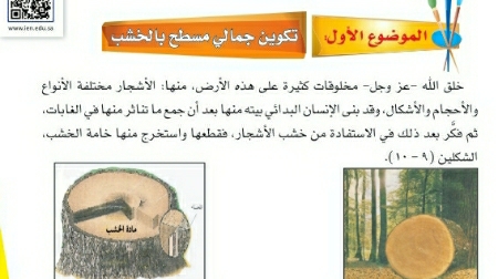 شرح درس تكوين جمالي مسطح بالخشب رابع ابتدائي ف2