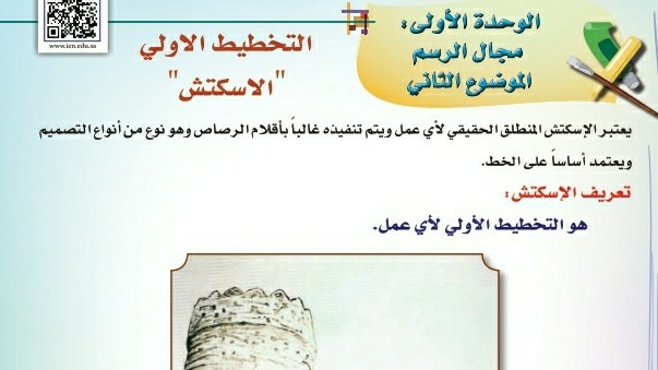 شرح درس التخطيط الاولي الاسكتش للصف الثالث الابتدائي ف1
