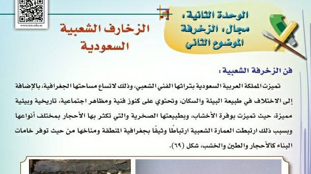شرح درس الزخارف الشعبية السعودية للصف الثالث الابتدائي ف1