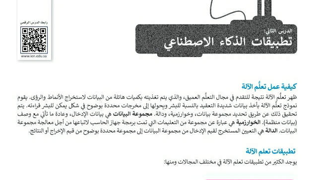 شرح درس تطبيقات الذكاء الاصطناعي تقنية رقمية ثاني ثانوي ف2